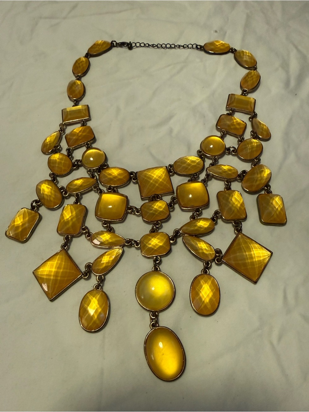 Statement Yellow Multi-Stone Bib Necklace - Women Jewelry